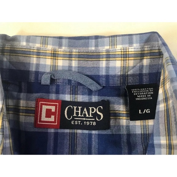 Mens Large Chaps Button Down Plaid Check shirt - Picture 5 of 7